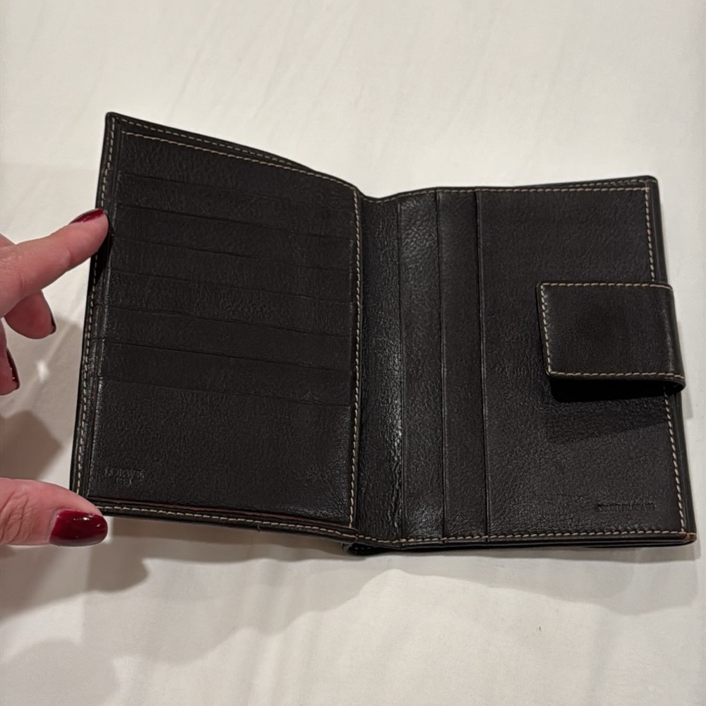 Loewe Bifold Wallet Anagram Suede Leather Brown - Picture 2 of 10